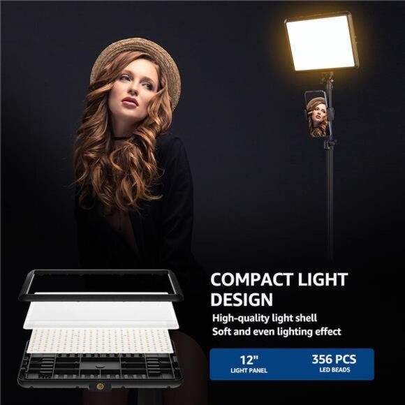 2-Pack LED Video Light Kit, Studio Light, Dimmable Photography Lighting Kit - Picture 4 of 7